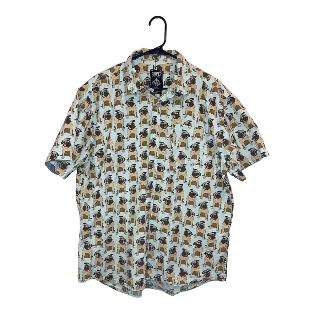 Men’s Super Massive size XL Pug inspired short sleeve button down